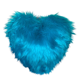 🌹 Turquoise Blue Fur Heart Pillow 🌹 NWOT